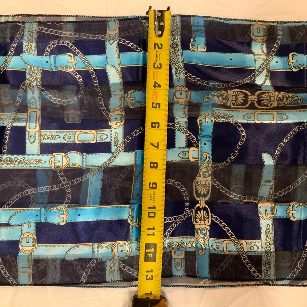 Chic Blue and Silver Patterned Scarf